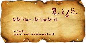 Nádor Árpád névjegykártya